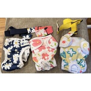 New Pet Soft Set (3) Female Reusable Diapers XS 7-10"